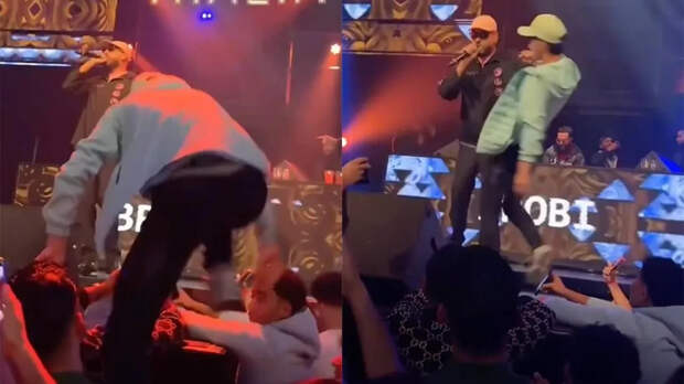 Рэпер  сбросил фаната со сцены во время концерта в Роттердаме