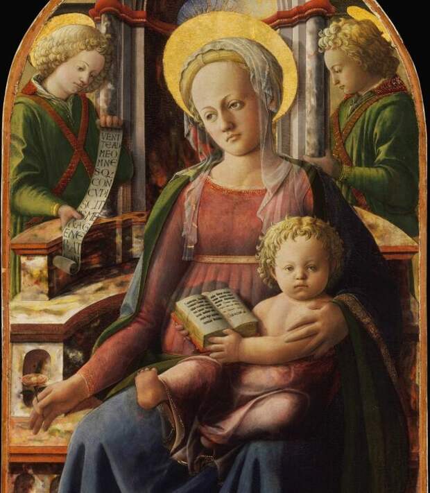 Мадонна с младенцем на троне с двумя ангелами, Филиппо Липпи, 1440 год. \ Фото: ilraccontodellarte.com.