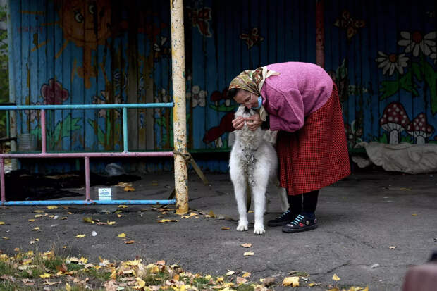 Пенсионерка с собакой