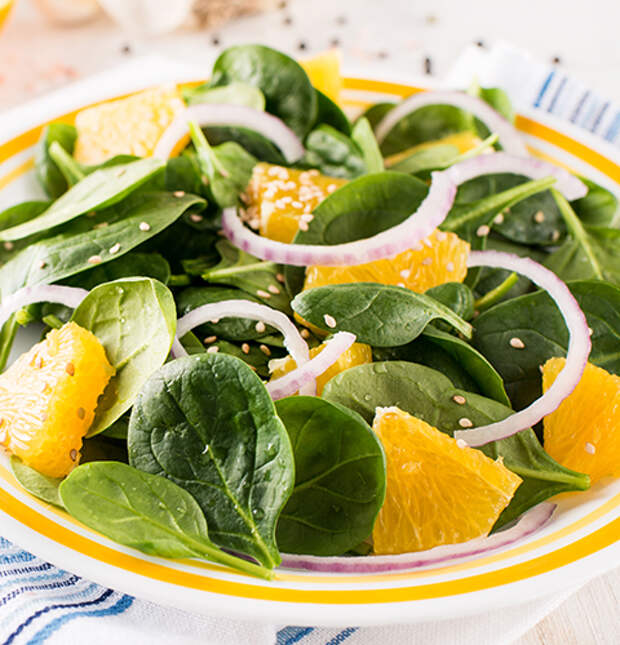 Салат из апельсинов и шпината: пошаговый рецепт с фото, купить ингредиенты