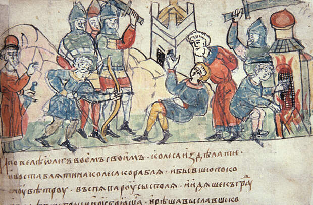 Миниатюра «У стен Царьграда» из Кенигсбергской летописи. Фото: Николай Науменков / Фотохроника ТАСС