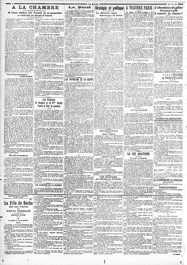 Газета Le Matin от 18 июня1915 года