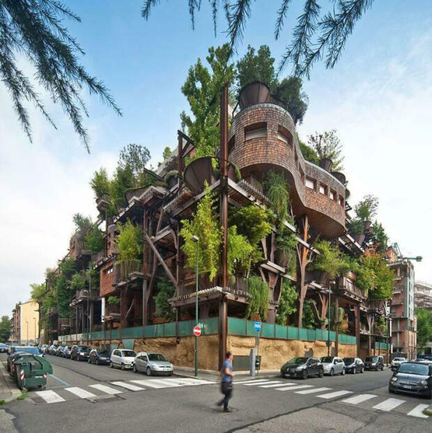 Жилой дом в Турине. Он вмещает 150 деревьев. Фото: reddit.com
