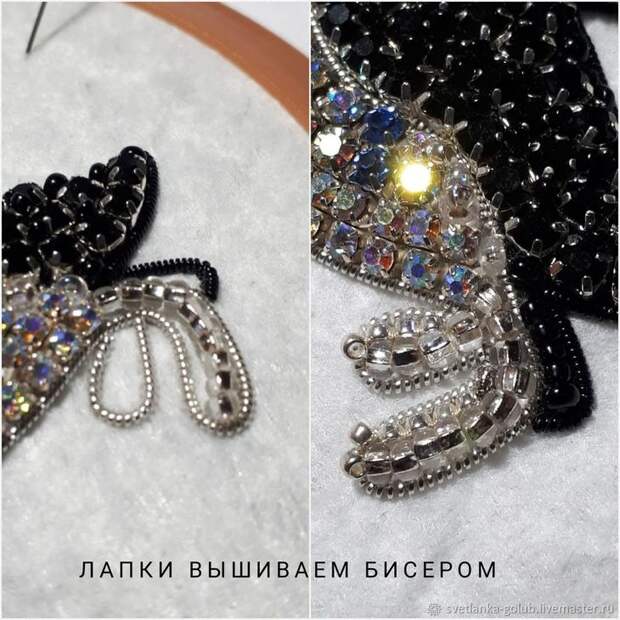 Вышиваем искрящуюся брошь «Пингвин»