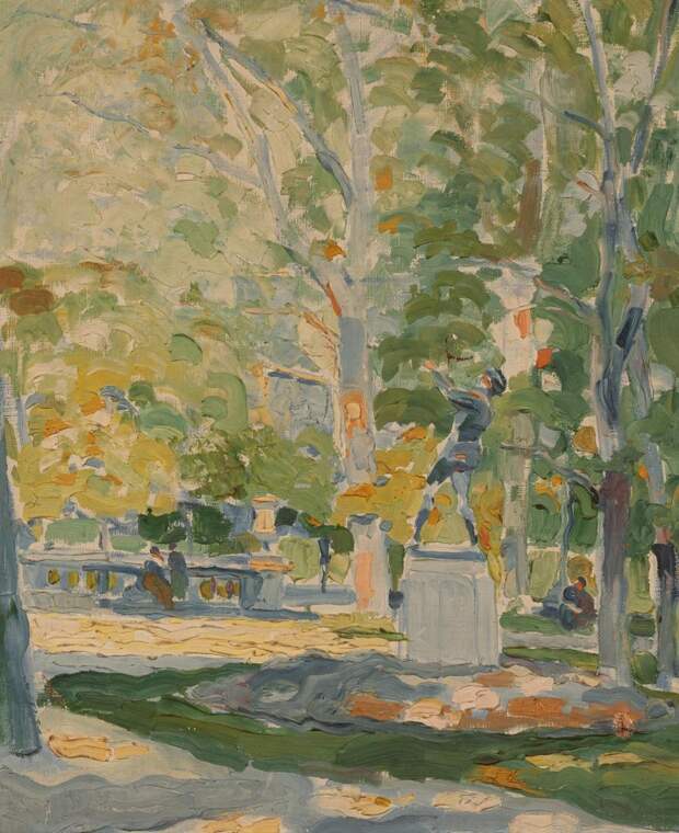 Sold Price: Pierre De Belay (1890-1947), Park Scene, oil on canvas, 23.25 x  19.25" - July 6, 0120 12:00 PM CDT