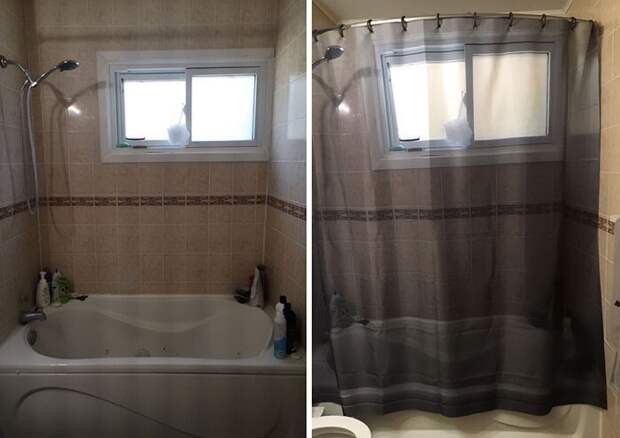 Крутые примеры оригинальных занавесок для ванной комнаты