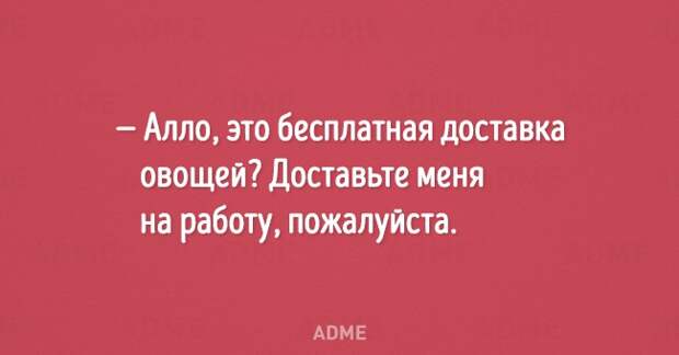 Алло это бесплатная доставка овощей Доставьте меня на работу пожалуйста АПМЕ