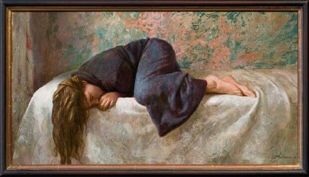 Спящая девушка. Живопись от Kenne Gregoire. Спящая девушка. Живопись от Kenne Gregoire.