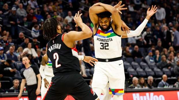 Portland's Trendon Watford defends Minnesota's Karl-Anthony Towns