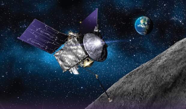 Artist's depiction of OSIRIS-REx spacecraft at the asteroid Bennu. Image Credit: Lockheed Martin / NASA