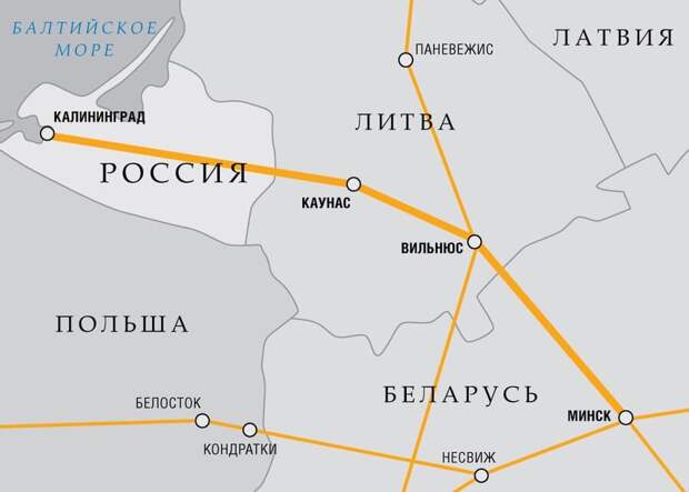 Маршрут газопровода в Калининградский регион