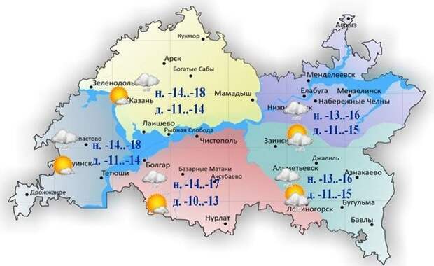 Карта погоды татарстан на завтра