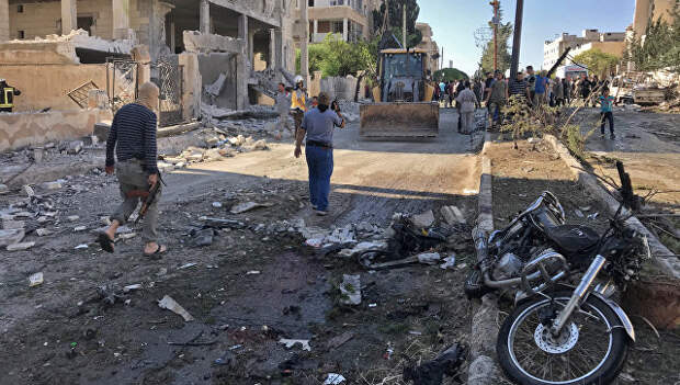 На месте взрыва в Идлибе, Сирия. Архивное фото