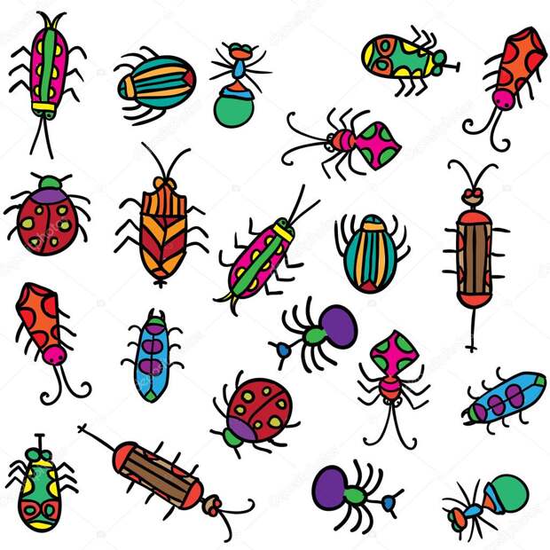 Beetles. vector doodle — Stock Vector © volodmar #72447349