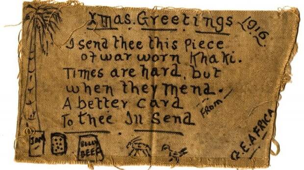 Рождественская открытка от британского солдата, Германская Восточная Африка, 1916