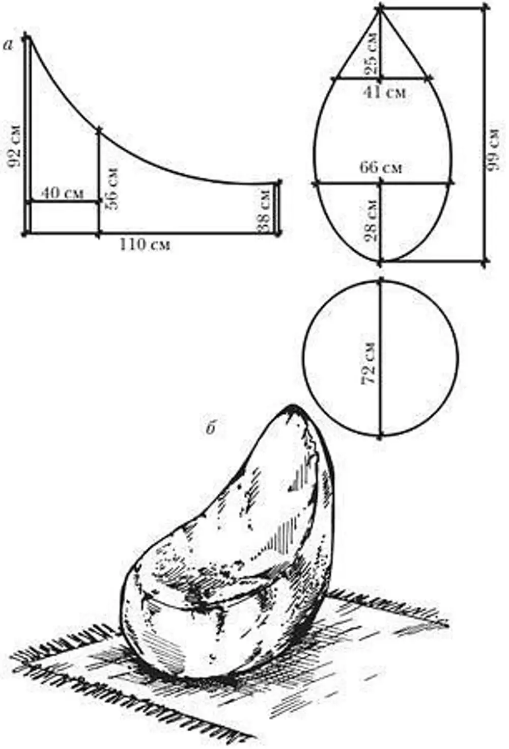 Выкройка кресло мешок груша