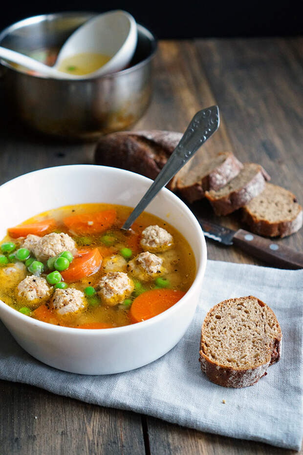 Прозрачный суп с куриными фрикадельками, пошаговый фото рецепт, кулинарный блог и интернет магазин andychef.ru