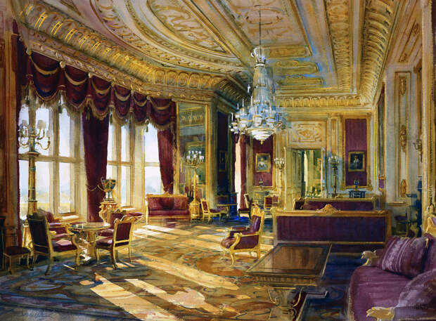 Windsor Castle: the Crimson Drawing Room, after restoration