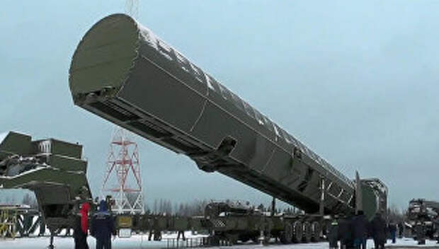 Демонстрация испытаний ракетного комплекса стратегического назначения Сармат во время послания президента РФ Владимира Путина Федеральному собранию
