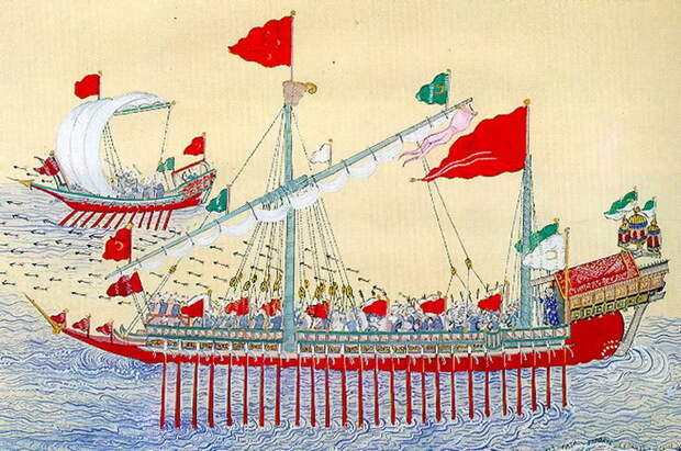 Османские галеры на османской миниатюре - Война Священной лиги в 1539 году: тучи над Кастельнуово | Warspot.ru