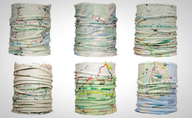 National Park Buffs Map Neck Gaiters