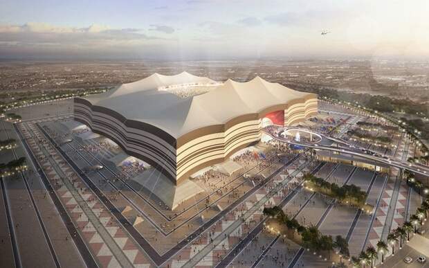 Так будет выглядеть стадион Al Bayt Stadium в городе Аль-Хори (Катар ЧМ-2022, проект архбюро Dar Al-Handasah). | Фото: uploaddeimagens.com.br.