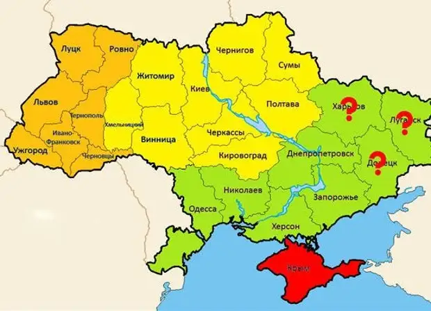 Карта украины луганск