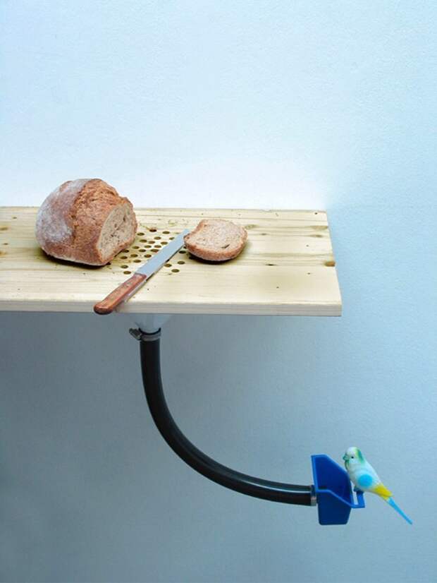 4. Кухонная доска со встроенной кормушкой для птиц гениальные вещи, дизайн, идеи, интересно, просто и гениально, фото