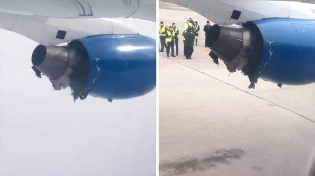 7. Во время полета у лайнера киргизской авиакомпании Tez Jet взорвался двигатель авиарейсы, пассажирский самолет получил повреждения, самолеты, фото, экстренная посадка