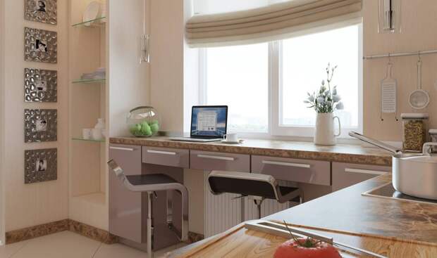 Стол-подоконник становится популярным дизайнерским решением в интерьерах квартир небольшой площади, где на счету каждый сантиметр.-11