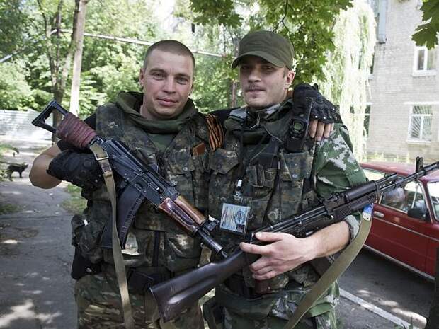 Comrades in arms ... the militants come from the Sloviansk area. Picture: Ella Pellegrini