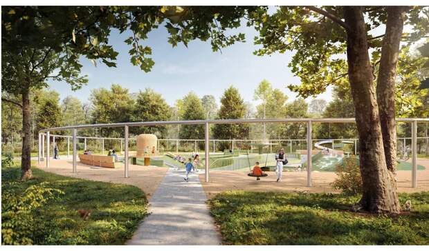 В Рязани в ЦПКиО устанавливают новую разноуровневую детскую площадку