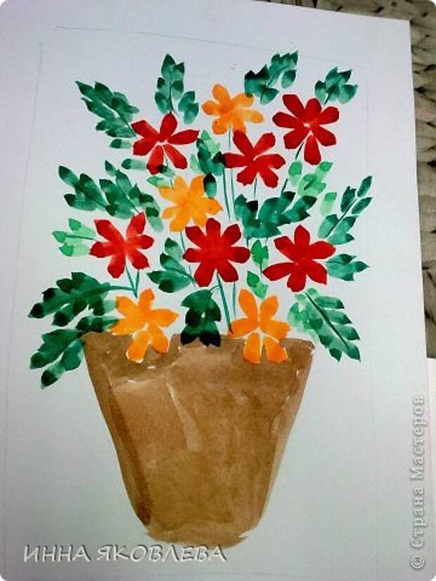 Сегодня хочу напомнить вам детсадовский способ рисования цветов и листьев. Дети, даже старшие школьники, просто обожают этот способ за простоту, быстроту и эффектность! фото 9