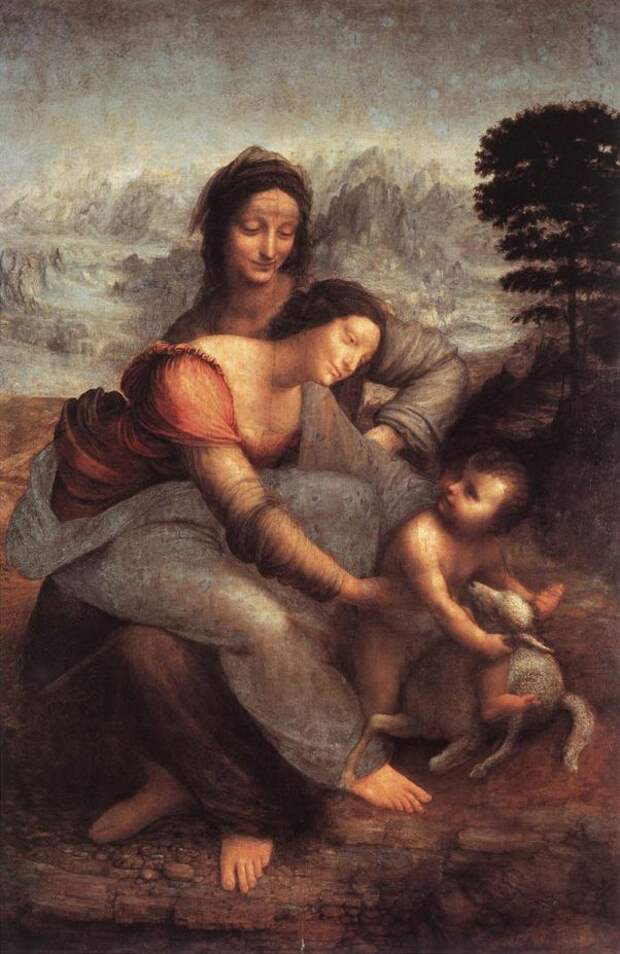 Святая Анна с Марией и младенцем Христом. Леонардо да Винчи