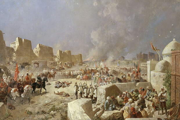 "Вступление русских войск в Самарканд 8 июня 1868 г." Фото: Каразин Н.Н. / Wikimedia.org Оборона Самарканда: как 650 русских солдат сдержали тысячи нападавших