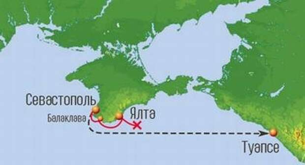 Примерный путь «Армении» перед её гибелью