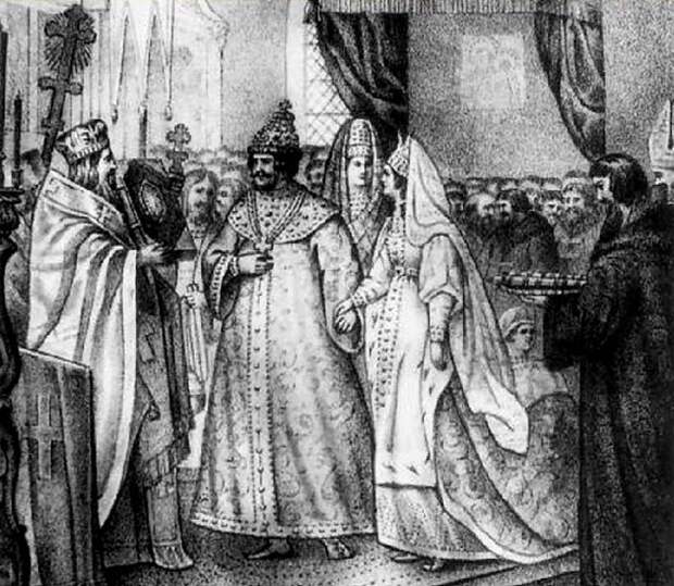 Венчание Ивана III с Софьей Палеолог в 1472 г. Гравюра XIX в