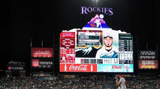 A view of the Colorado Rockies' scoreboard.