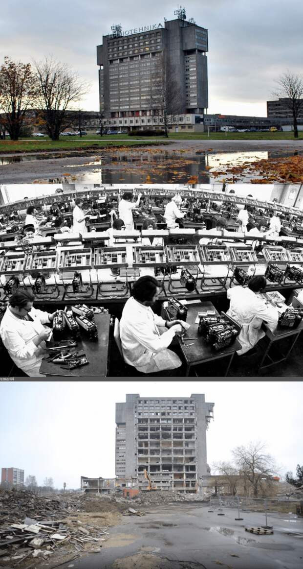 Знаменитый завод Радиотехника в Риге. В СССР и при независимости. Фото взяты из Яндекс.Картинки и обработаны автором