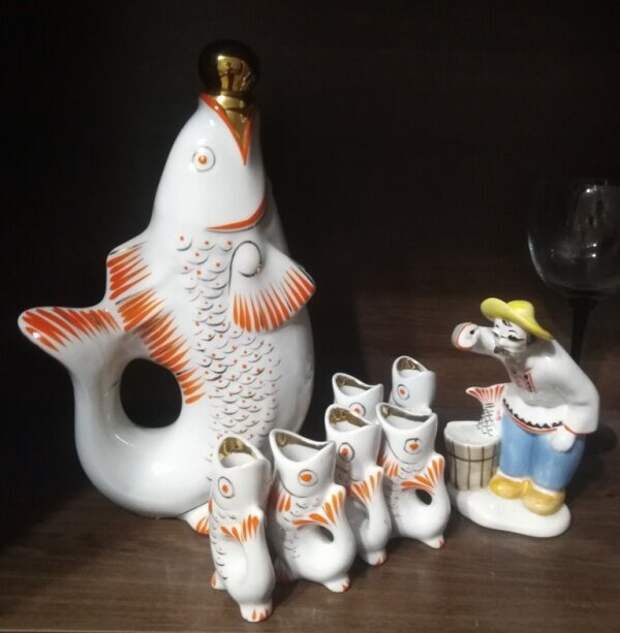 Вино-водочный набор "Рыбки". Сделано в СССР