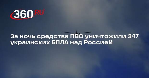 За ночь средства ПВО уничтожили 347 украинских БПЛА над Россией