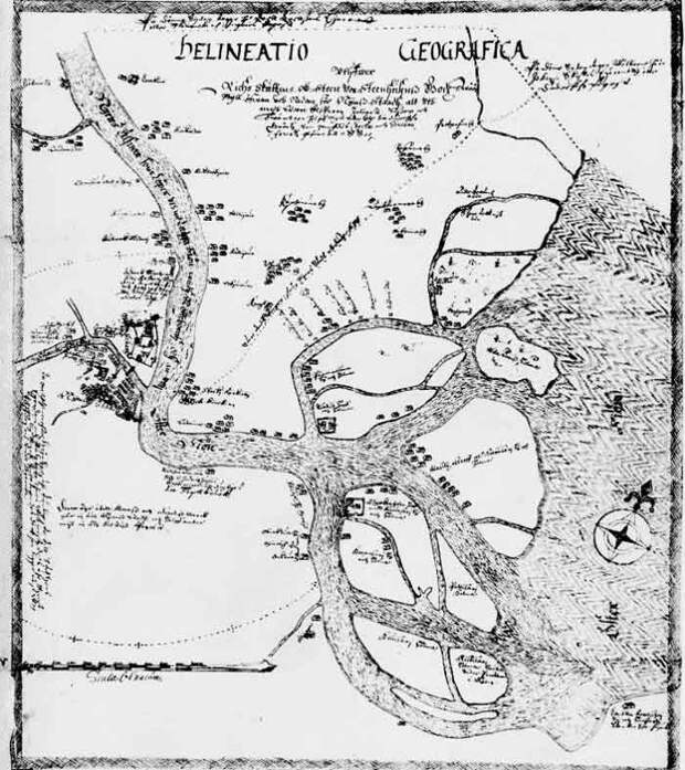 Карта Петербурга за 70 лет до основания его Петром I