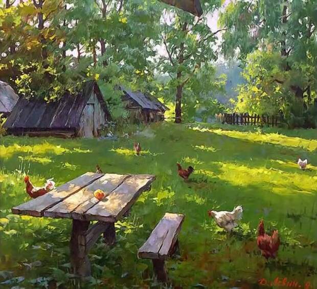 пейзажи Дмитрия Левина – 08 деревенский пейзаж Дмитрий Лёвин - 08