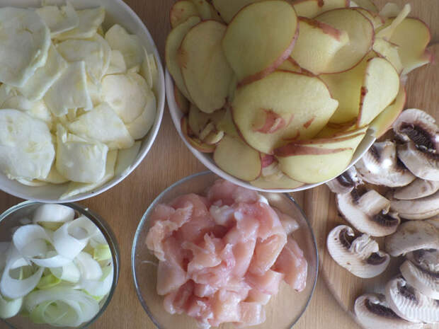 Рецепт на выходные: Куриная грудка, запечённая с молодым картофелем, шампиньонами и кабачками