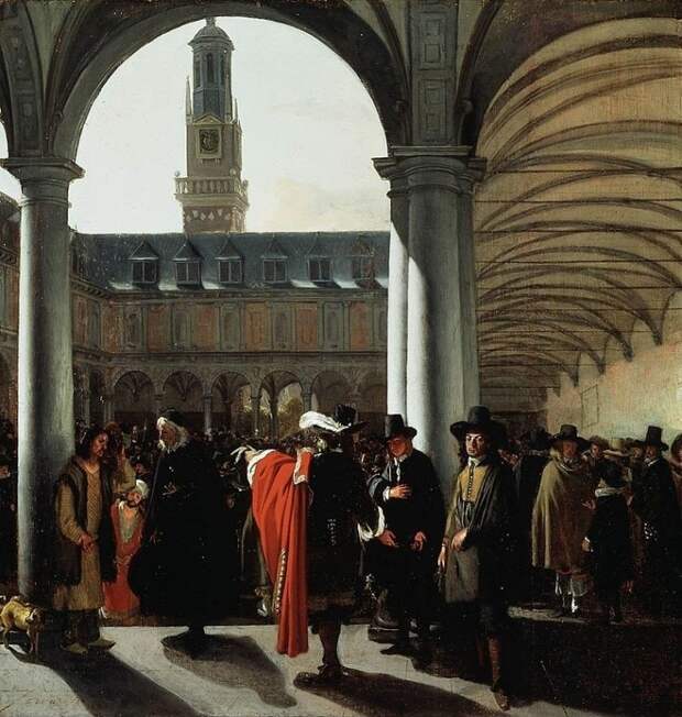 800px-Emanuel_de_Witte_-_De_binnenplaats_van_de_beurs_te_Amsterdam