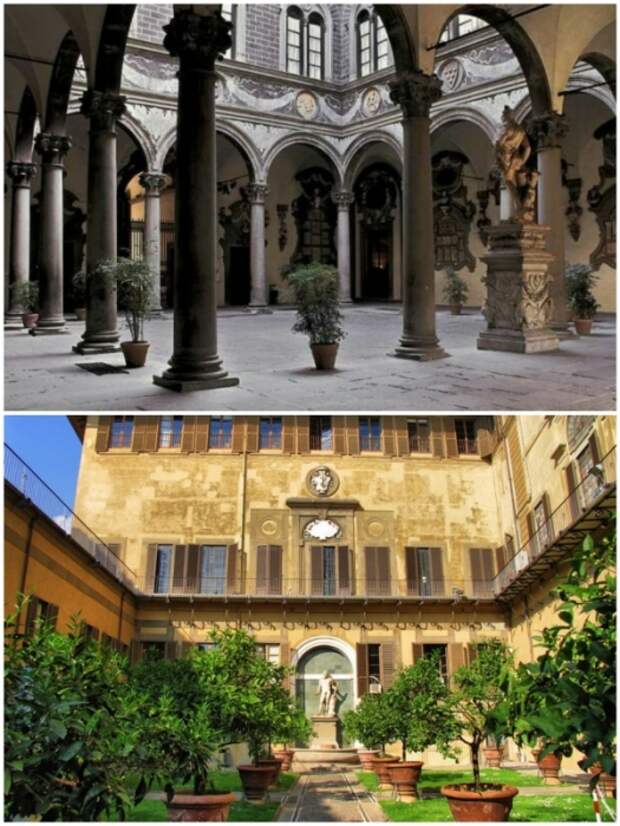 Внутренний двор Палаццо Медичи Риккарди во Флоренции (Италия).