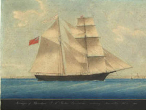 Рисунок судна Amazon (позже переименованного в Mary Celeste).  Автор и год неизвестны.