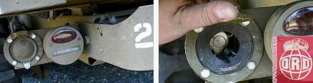 Поскольку Dodge прежде всего предназначен для буксировки прицепа (будь то орудие или полевая кухня), герметичная розетка разводки световых приборов на прицеп здесь штатное оборудование.