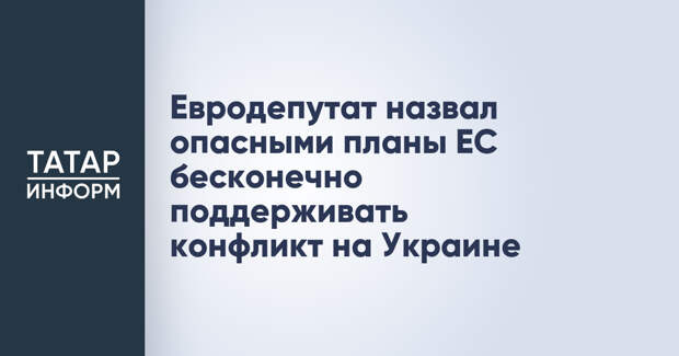 Евродепутат назвал опасными планы ЕС бесконечно поддерживать конфликт на Украине