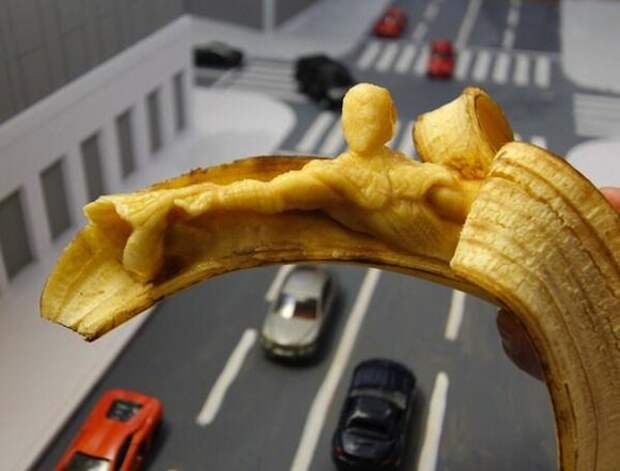 Художественная резьба на бананах банан, еда, искусство, красота, резьба, фрукт